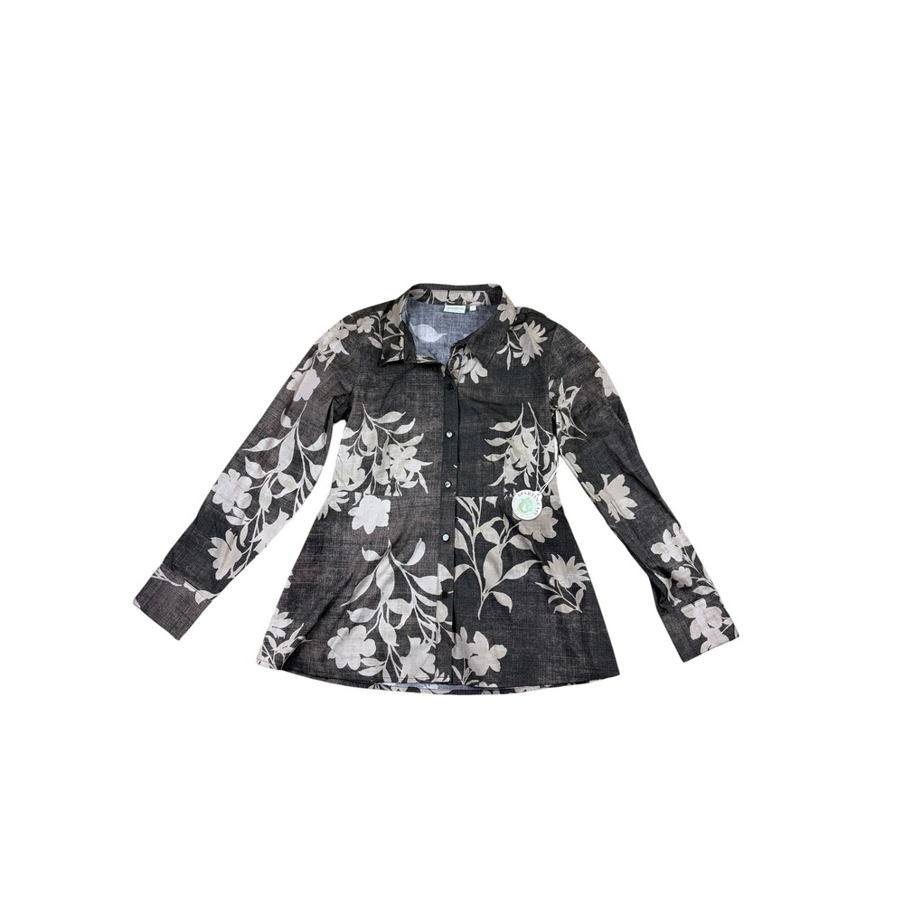 Spartina 449 Farrah Poplin Blouse Botanic Garden Floral Cascade Gray Small NWT